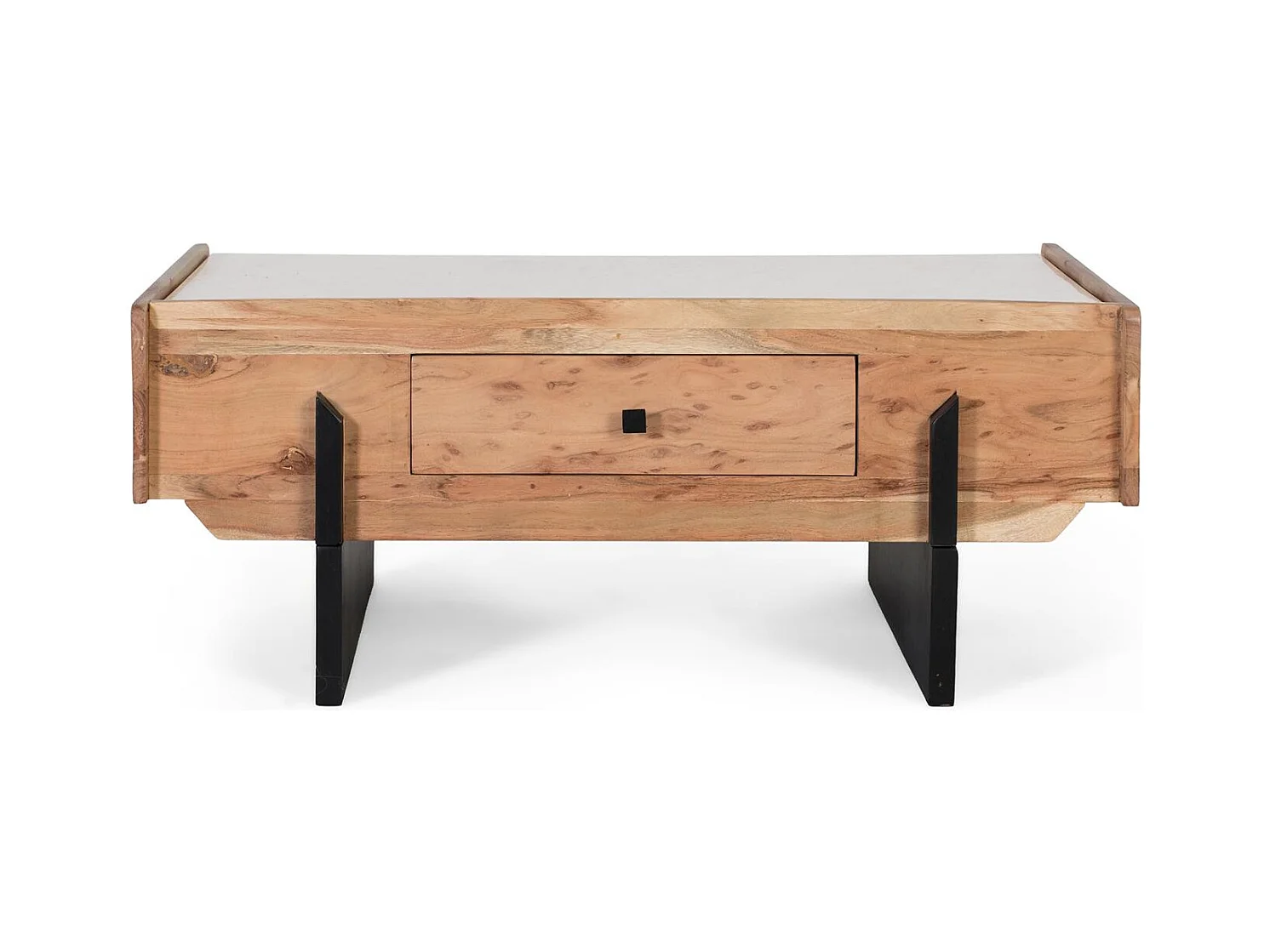 Table basse en bois d’acacia et marbre blanc