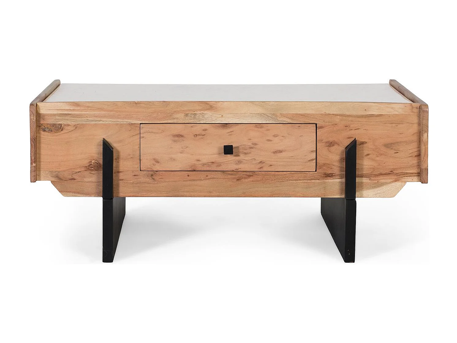 Table basse en bois d’acacia et marbre blanc