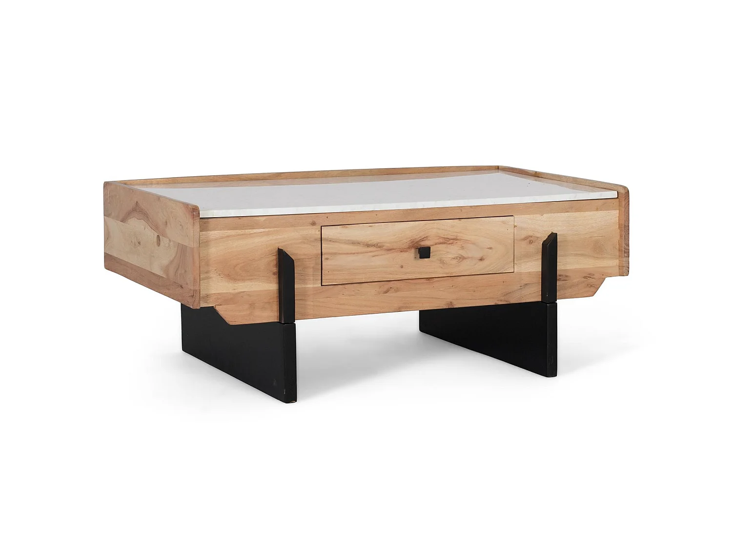 Tables basses en marbre 100 cm, style naturel moderne - 40 x 100 x 60 cm
