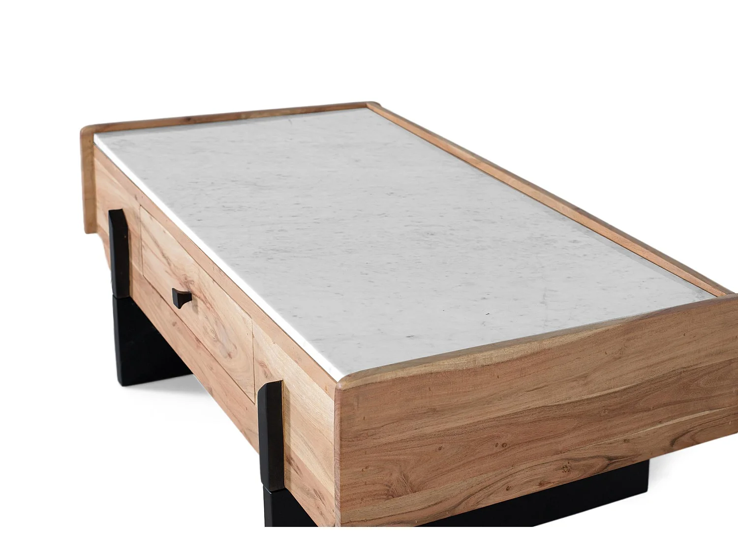 Tables basses en marbre 100 cm, style naturel moderne - 40 x 100 x 60 cm