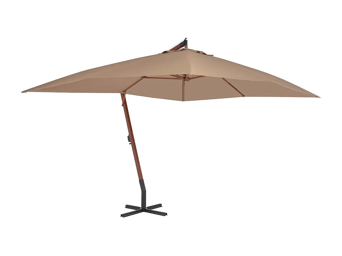 Yukon  Zweefparasol met houten paal 400x300 cm taupe