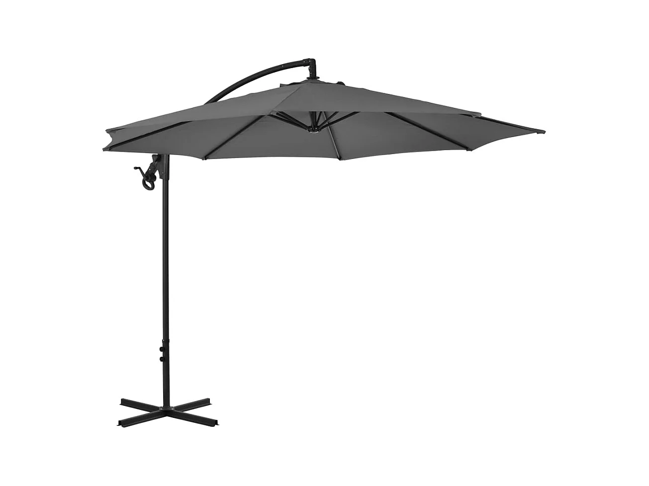 Øystan  Parasol de jardin en porte-à-feux avec mât en acier anthracite