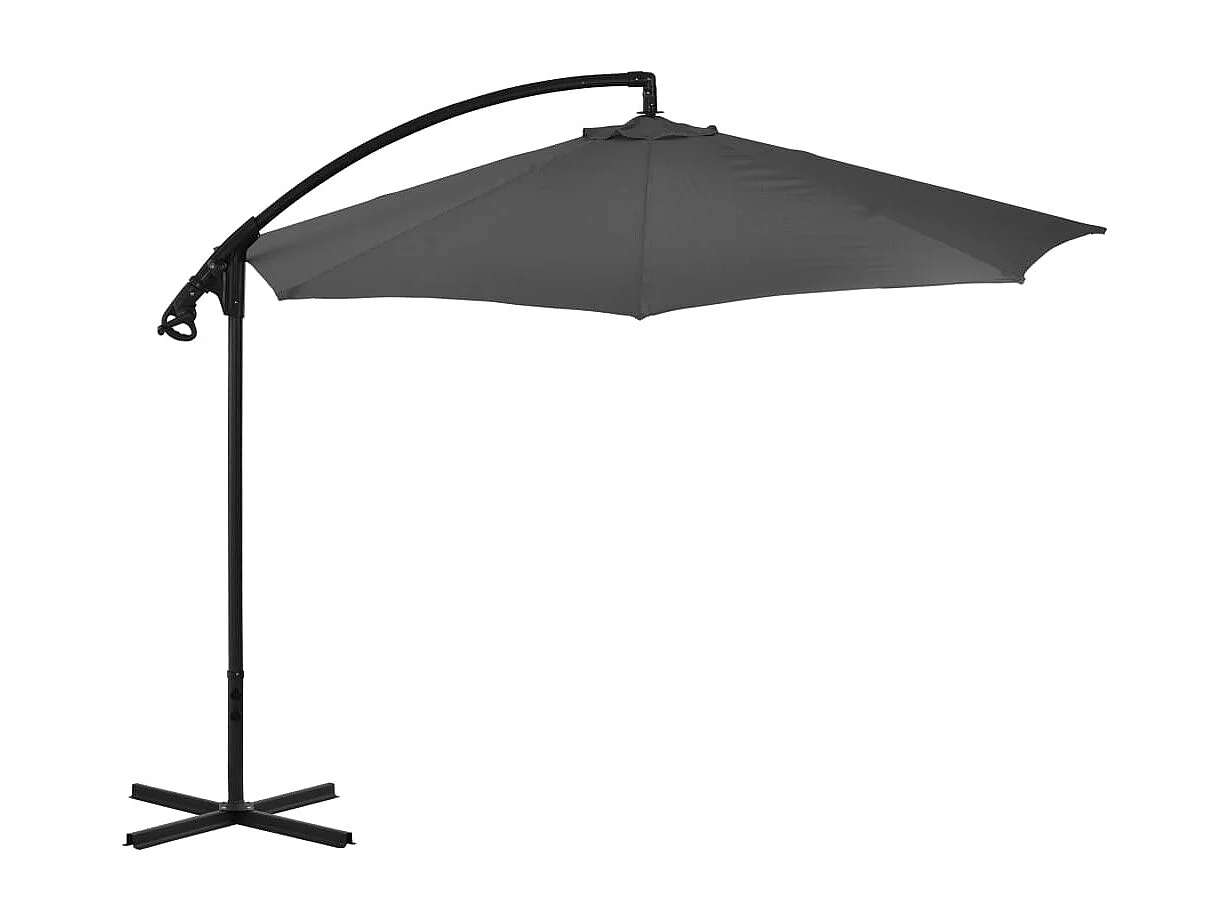 Øystan  Parasol de jardin en porte-à-feux avec mât en acier anthracite