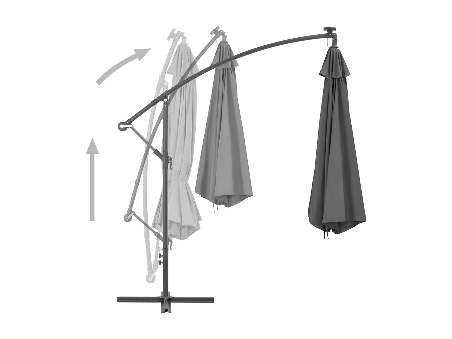 Øystan  Parasol de jardin en porte-à-feux avec mât en acier anthracite