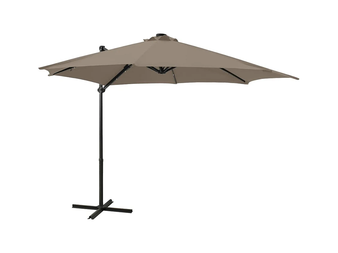 Remko  Sombrilla de jardín voladiza con palo y luces LED taupe 300 cm
