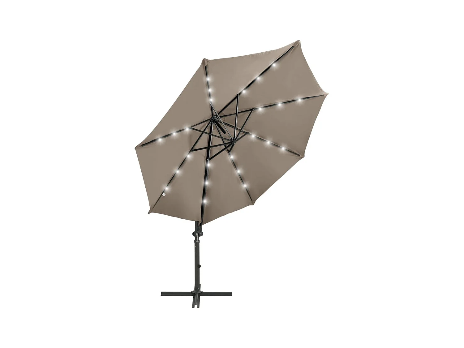 Remko  Parasol de jardin en porte-à-faux et mât et lumières LED taupe