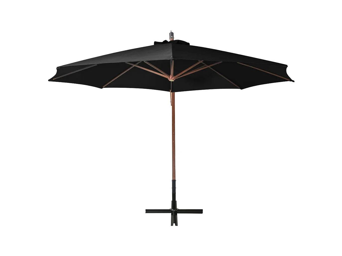 Gryndis  Parasol de jardin suspendu avec mât noir bois de sapin massif