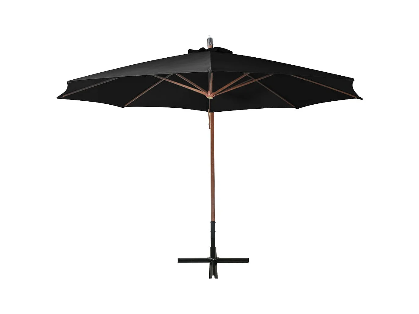 Gryndis  Parasol de jardin suspendu avec mât noir bois de sapin massif