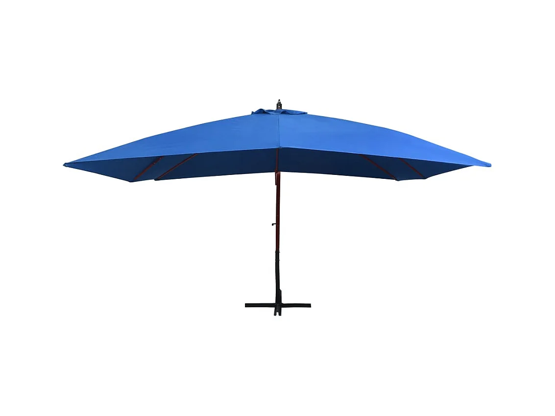 Yukon  Parasol suspendu avec mât en bois 400x300 cm Bleu