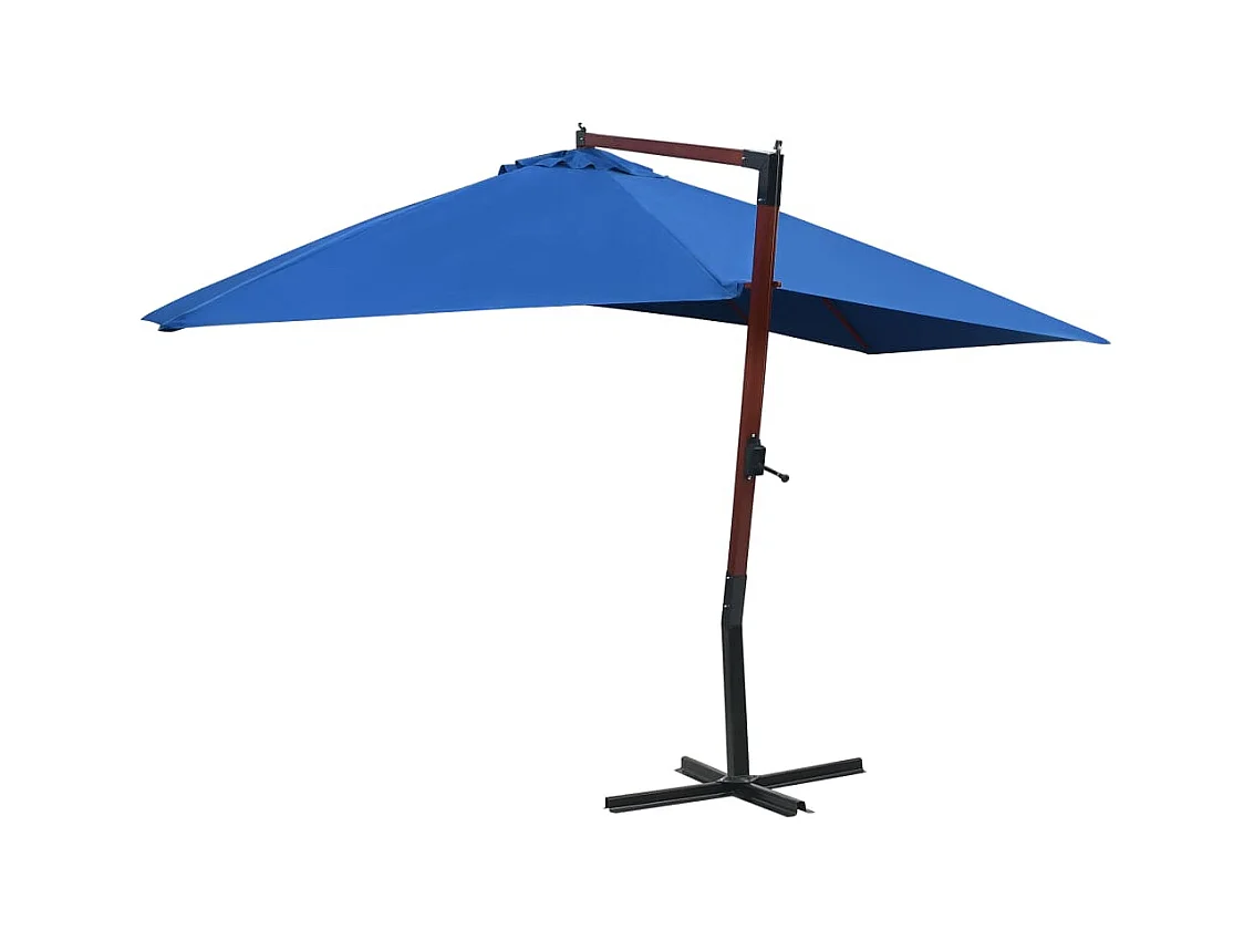 Yukon  Parasol suspendu avec mât en bois 400x300 cm Bleu