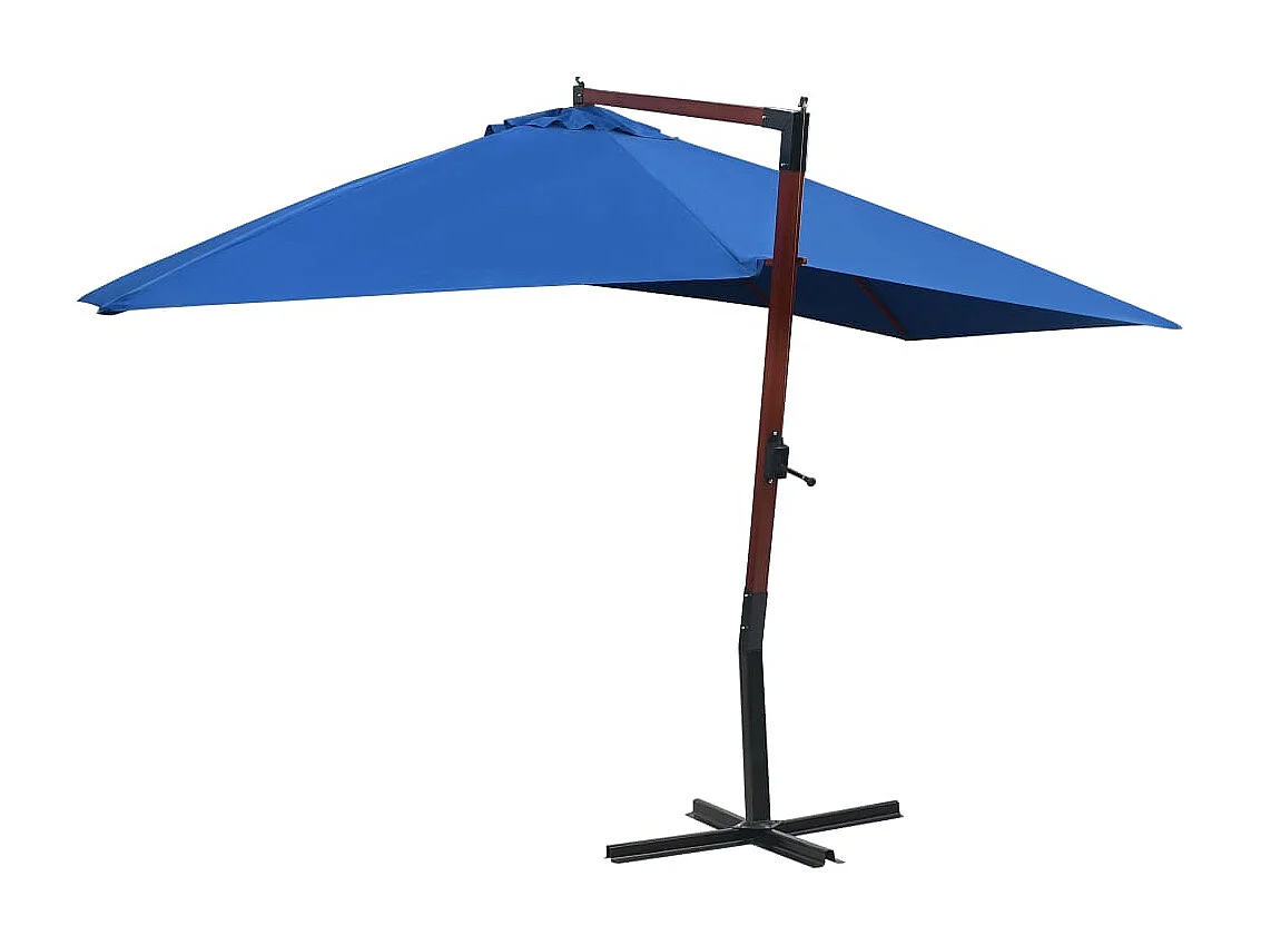 Yukon  Sombrilla de jardín colgante con palo de madera azul 4x3 m