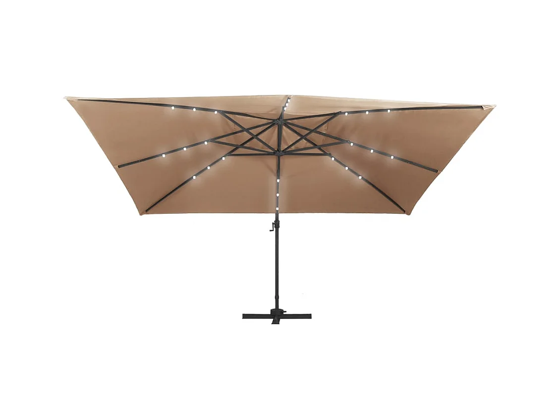 Ersan  Sombrilla voladiza jardín luces LED poste aluminio taupe 4x3 m