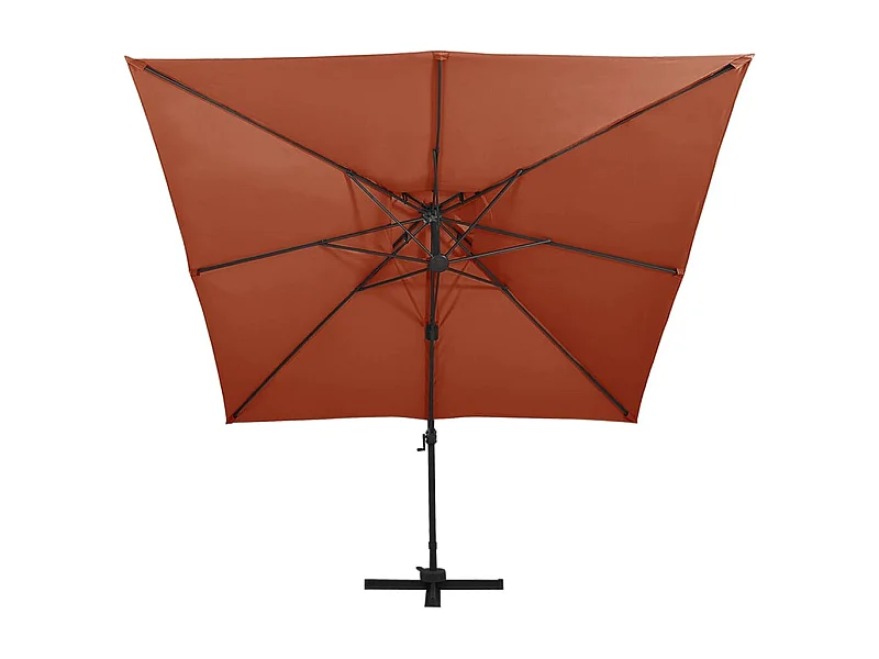 Zuienkerke  Zweefparasol met dubbel dak 300x300 cm terracottakleurig