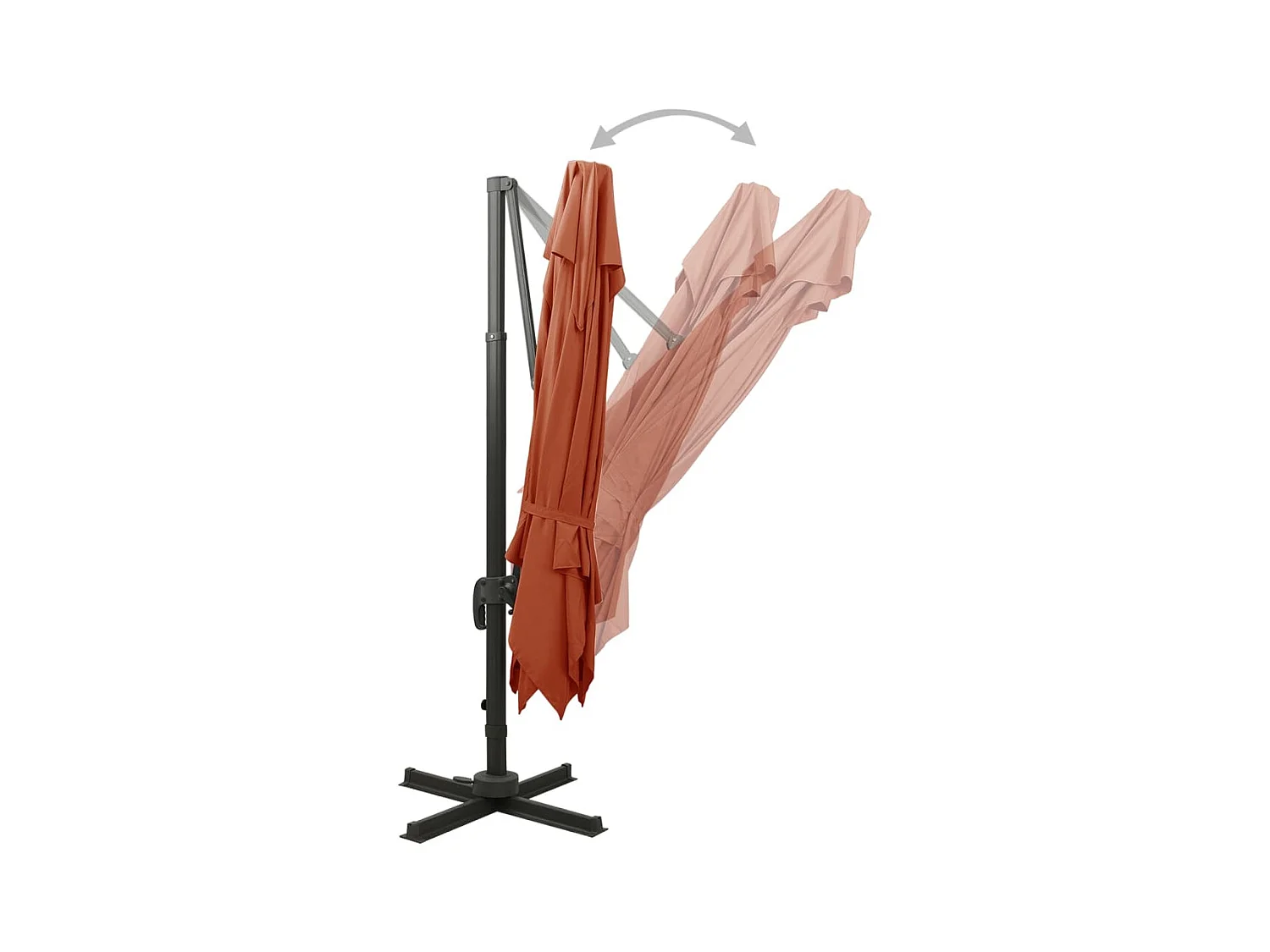 Zuienkerke  Parasol de jardin en porte-à-faux avec double toit terre cuite