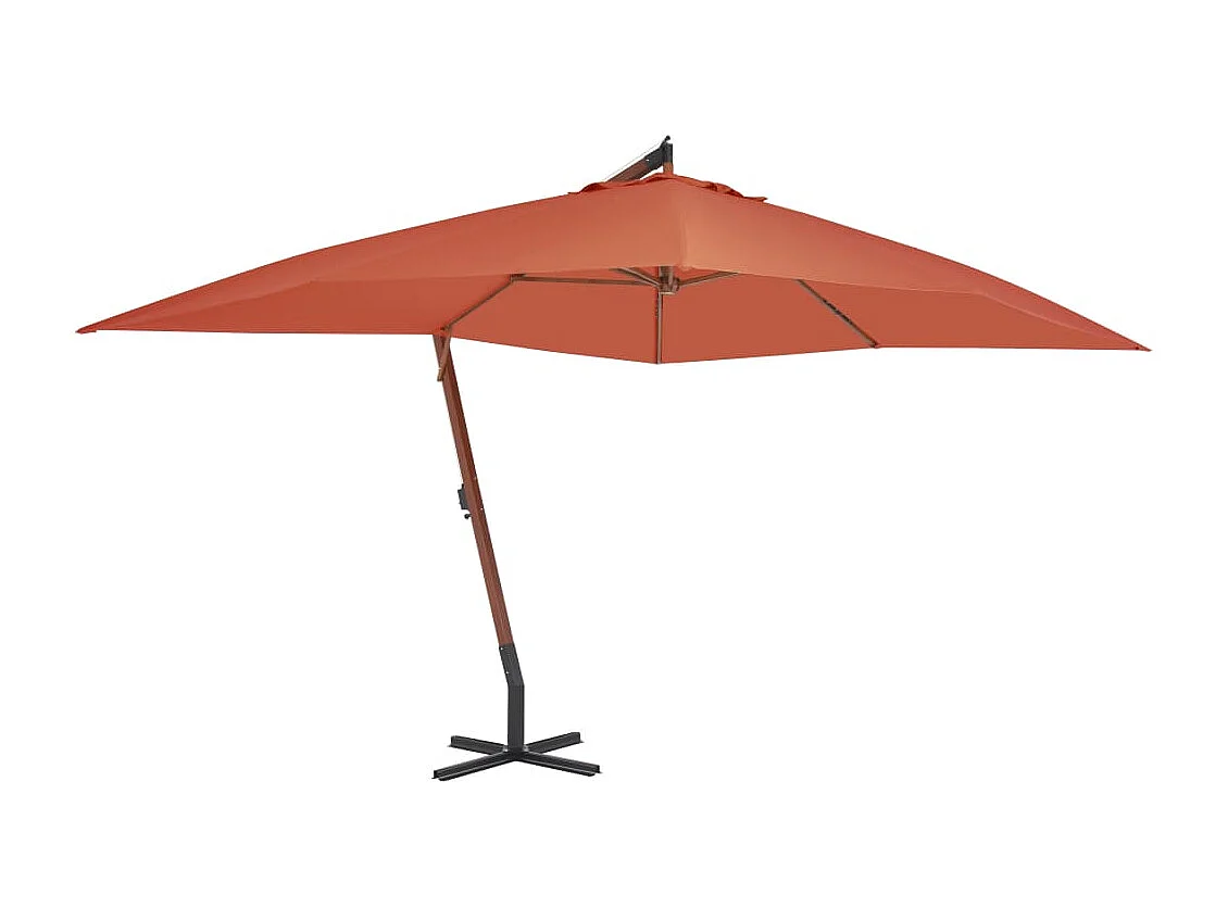 Yukon  Parasol de jardin en porte-à-faux avec mât en bois terre cuite