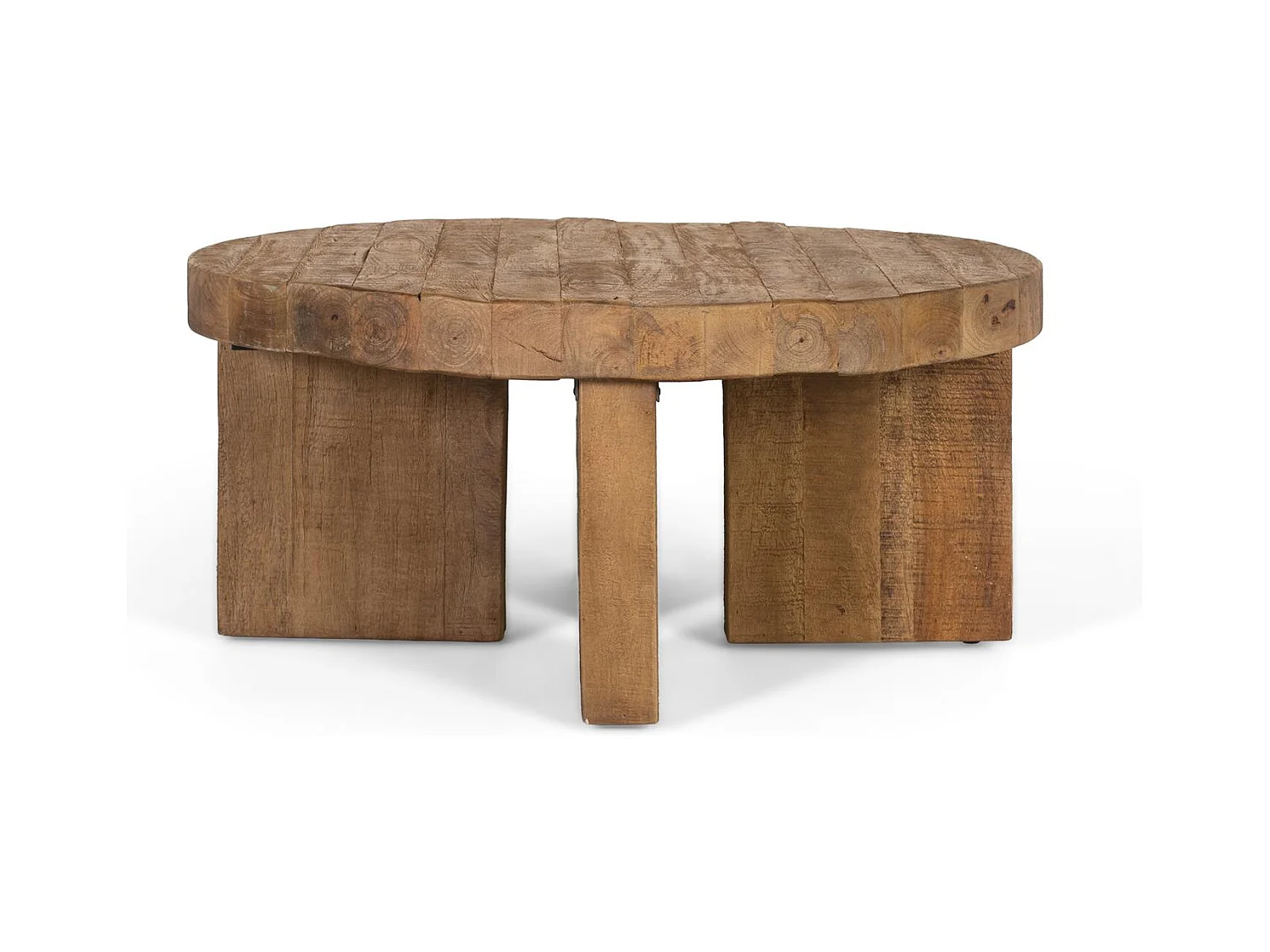 Ronde salontafel in natuurlijk mangohout