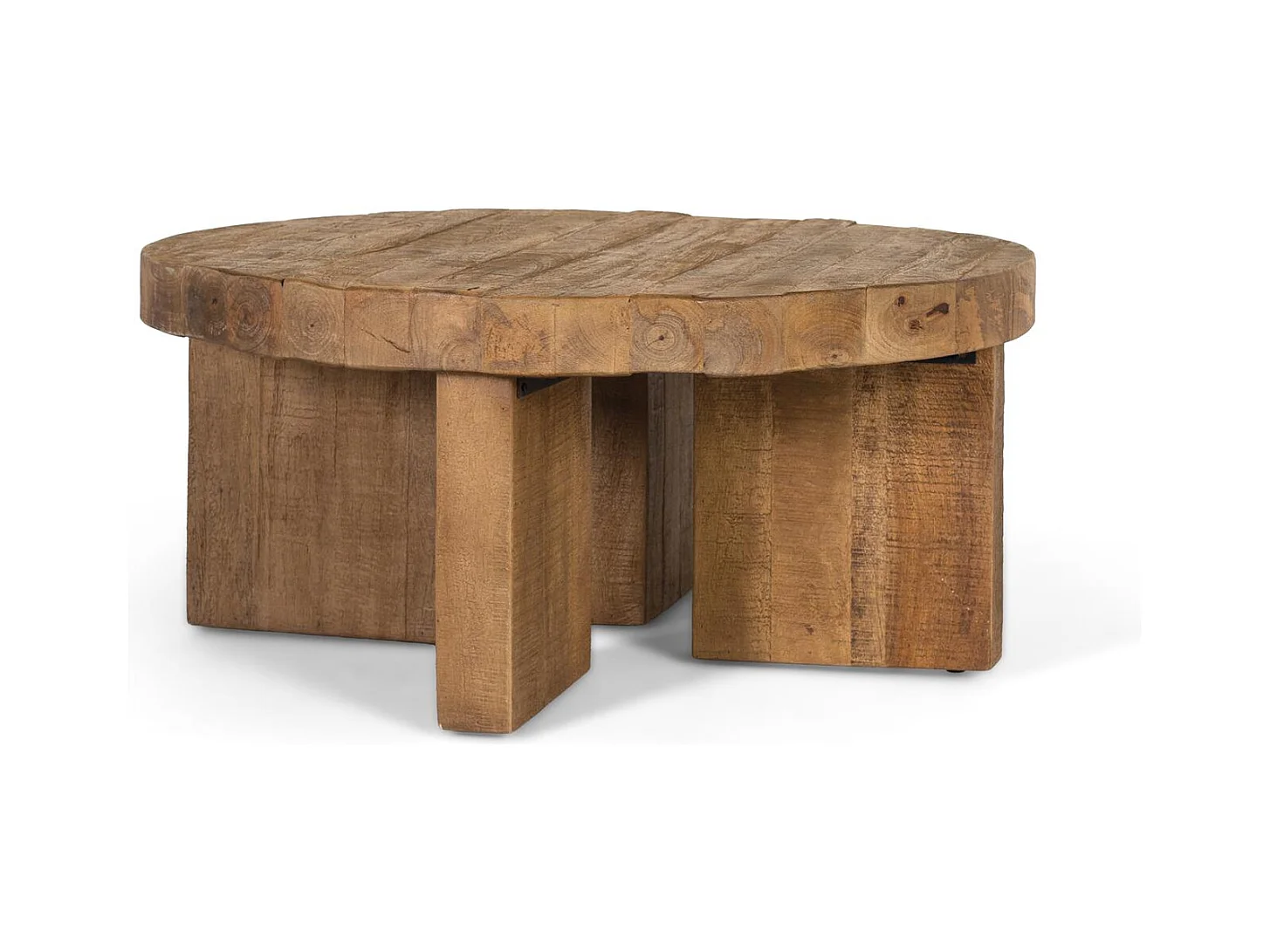 Table basse ronde en bois de manguier naturel