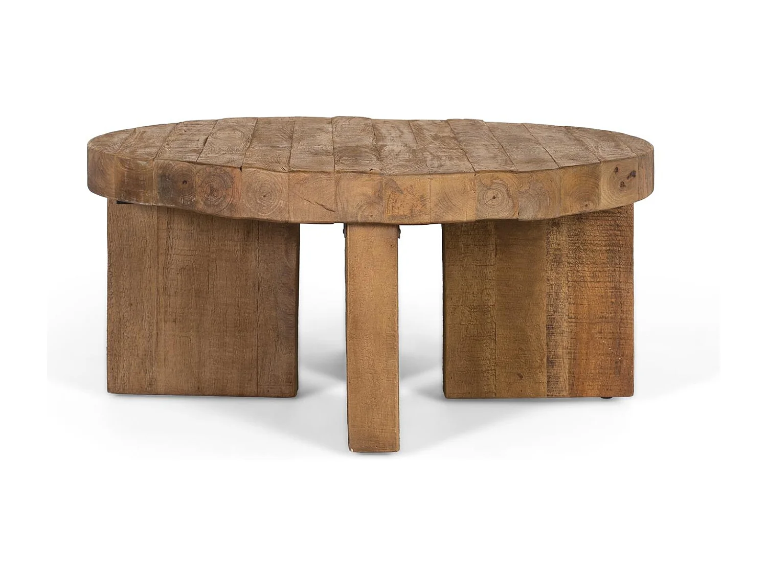 Table basse ronde en bois de manguier naturel
