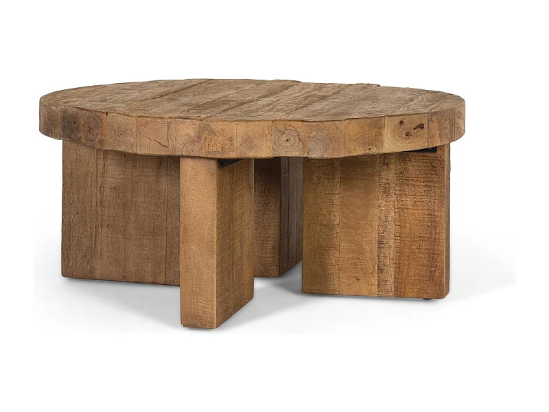 Tafel basse ronde in manguier naturel hout