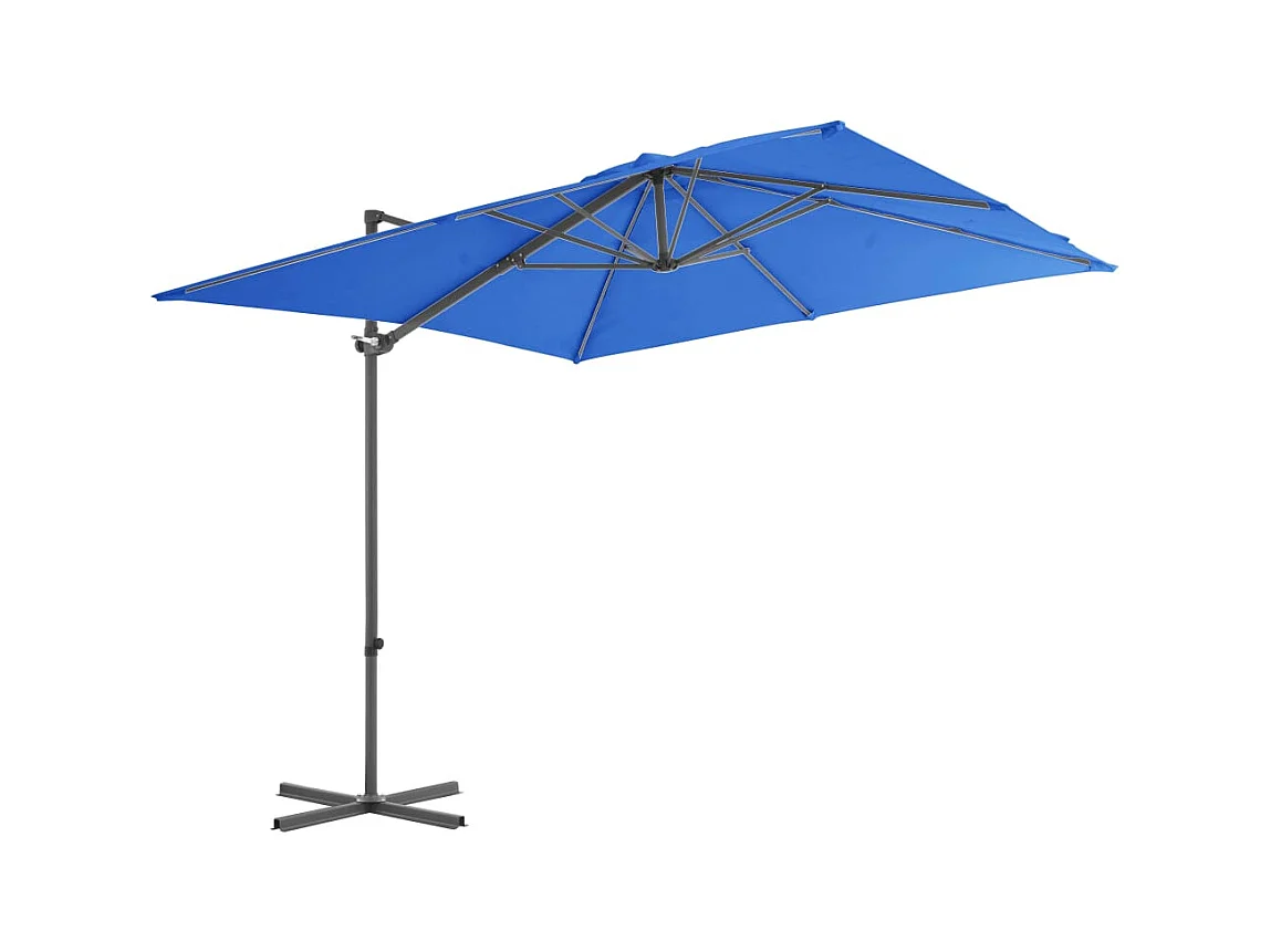 Forest Park  Parasol de jardin en porte-à-faux avec mât en acier bleu azuré