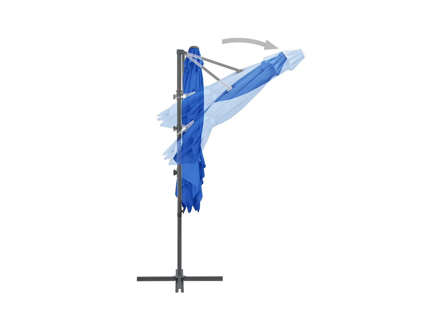 Forest Park  Parasol de jardin en porte-à-faux avec mât en acier bleu azuré