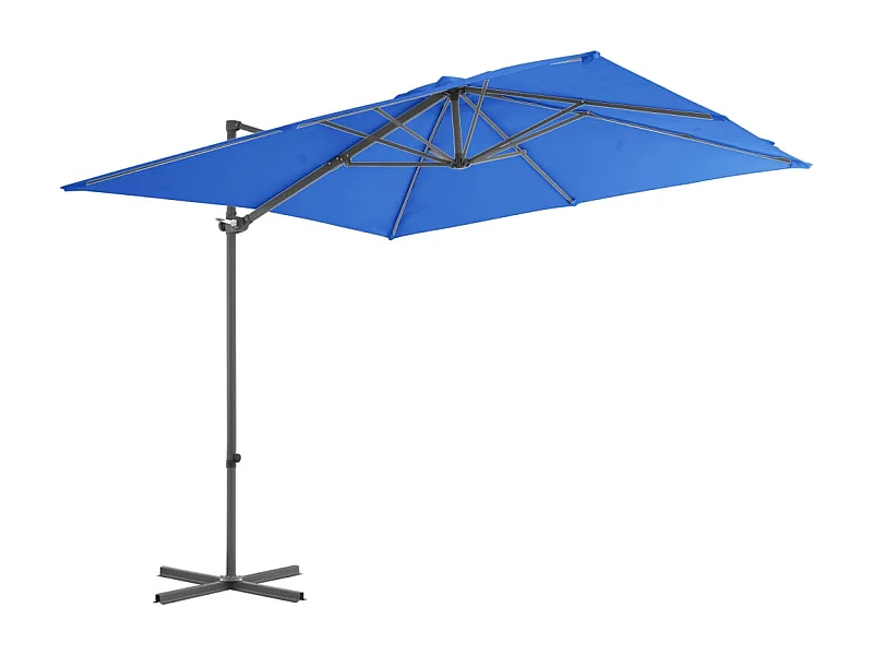 Forest Park  Parasol de jardin en porte-à-faux avec mât en acier bleu azuré