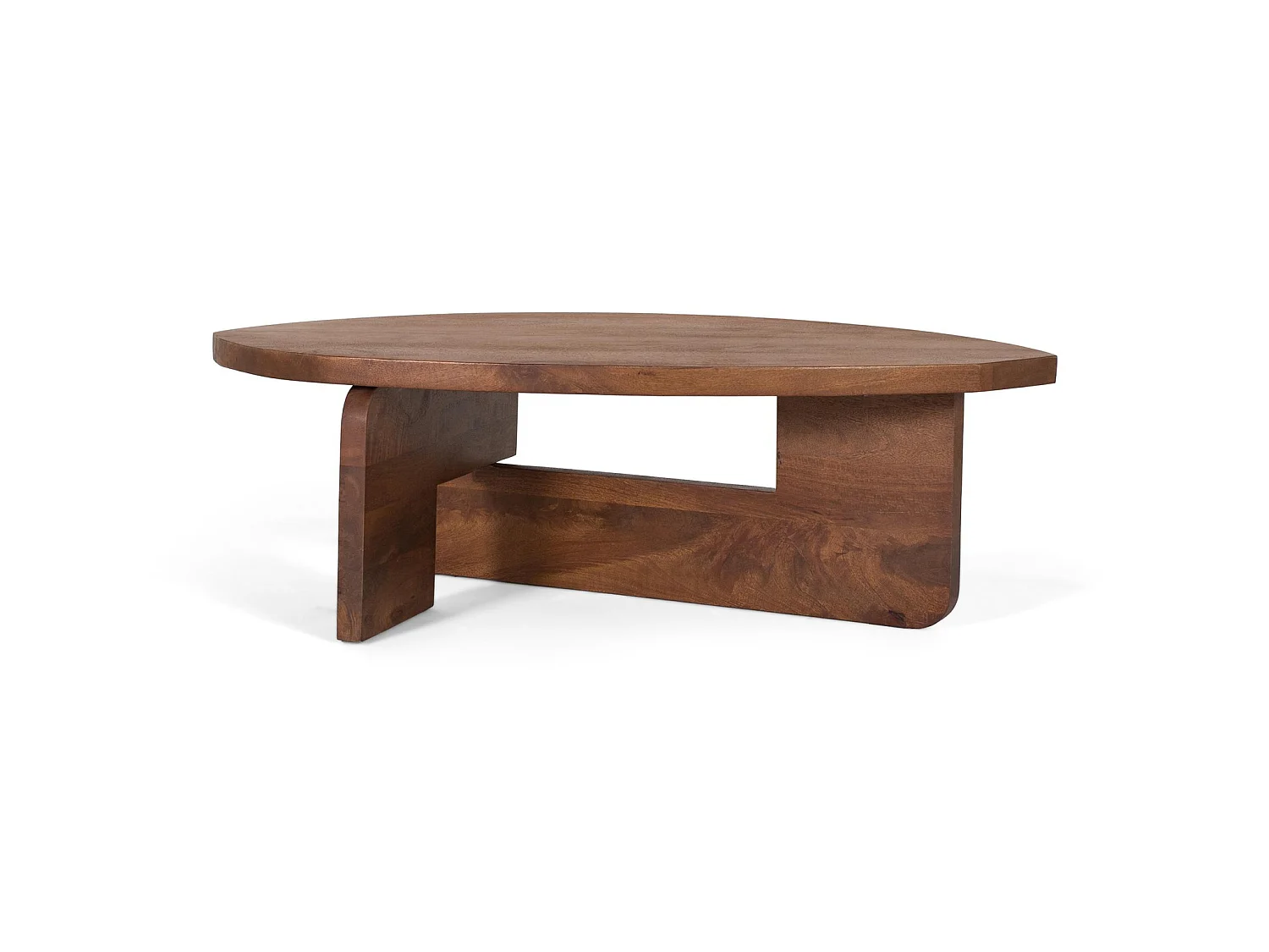 Tables basses en bois de manguier 110 cm, style rustique moderne - 37 x 110 x 65 cm