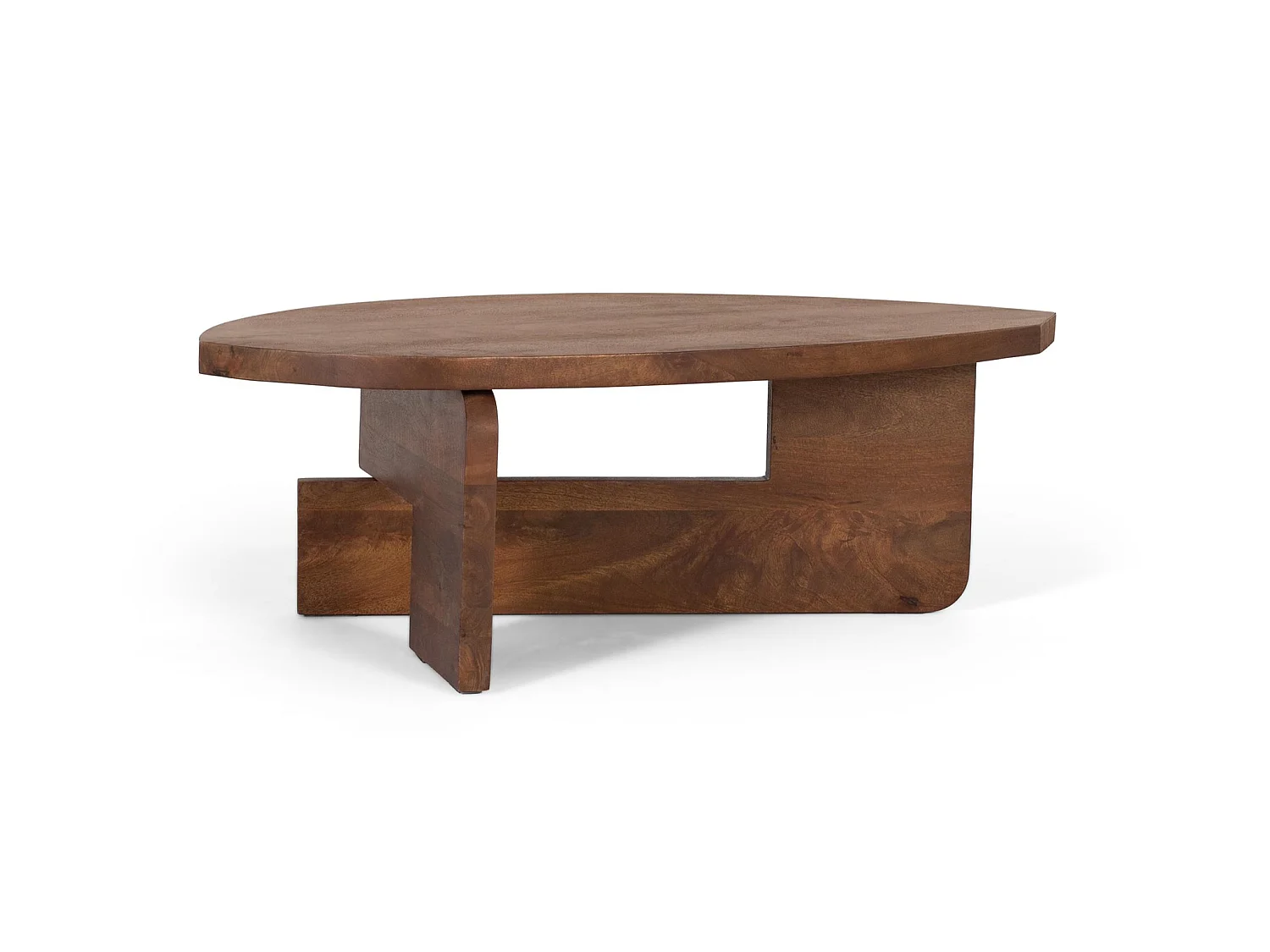 Tables basses en bois de manguier 110 cm, style rustique moderne - 37 x 110 x 65 cm