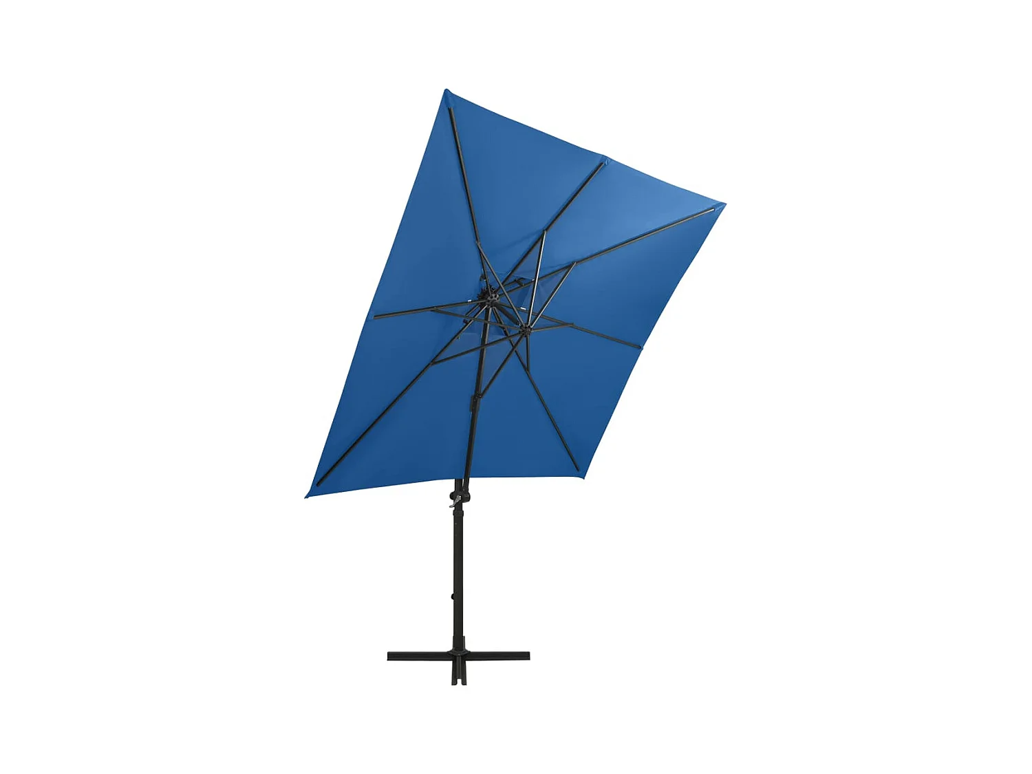 Remko  Zweefparasol met paal en LED-verlichting 250 cm azuurblauw
