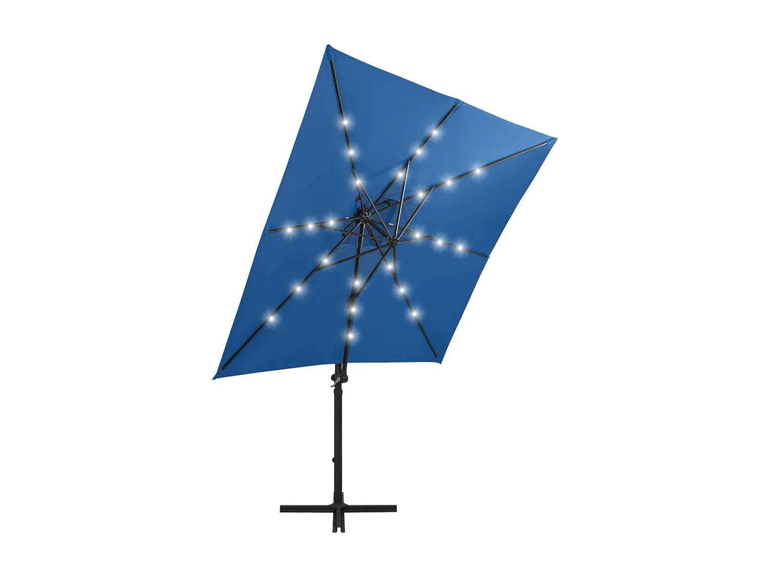 Remko  Zweefparasol met paal en LED-verlichting 250 cm azuurblauw