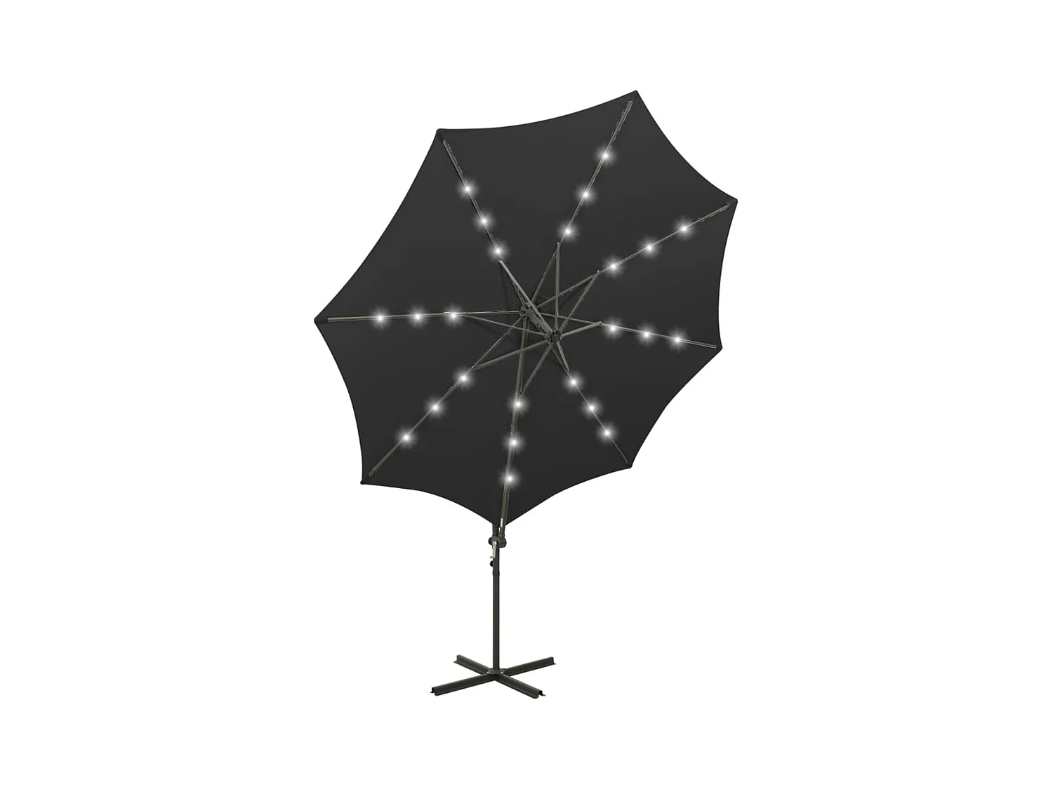 Ekin  Zweefparasol met paal en LED-verlichting 300 cm zwart
