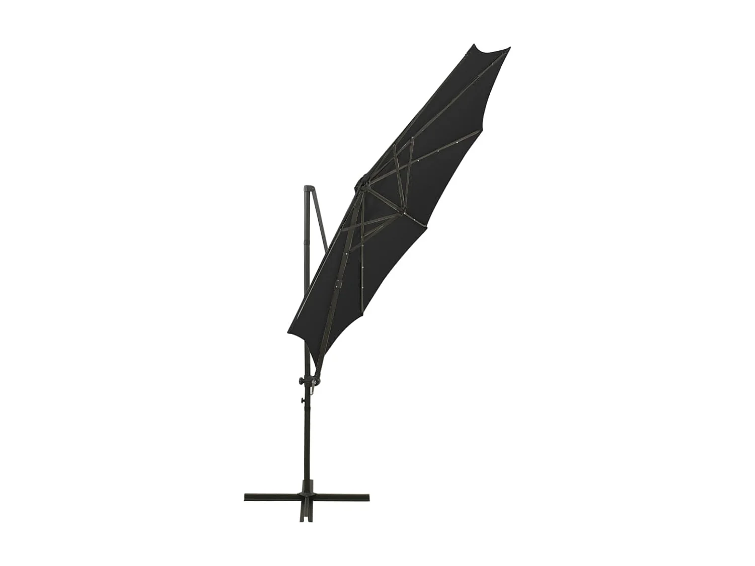 Ekin  Zweefparasol met paal en LED-verlichting 300 cm zwart