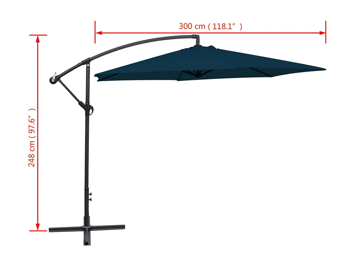 Kristine Marie  Zweefparasol 3 m blauw