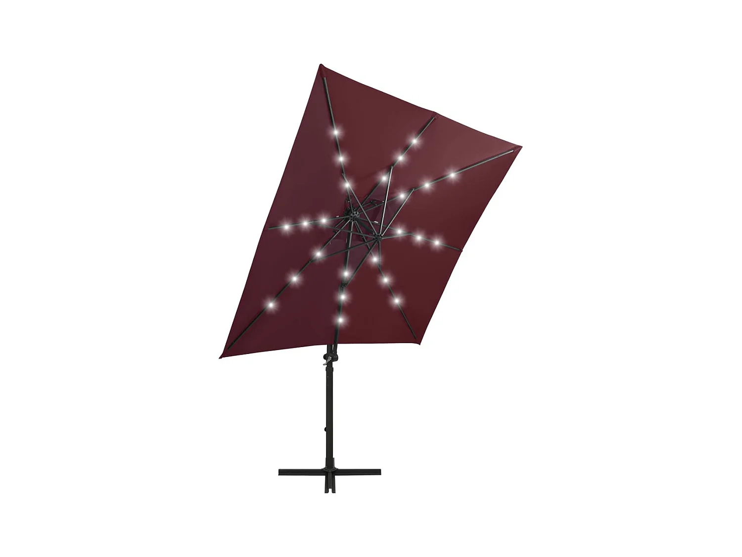 Remko  Zweefparasol met paal en LED-verlichting 250 cm bordeauxrood