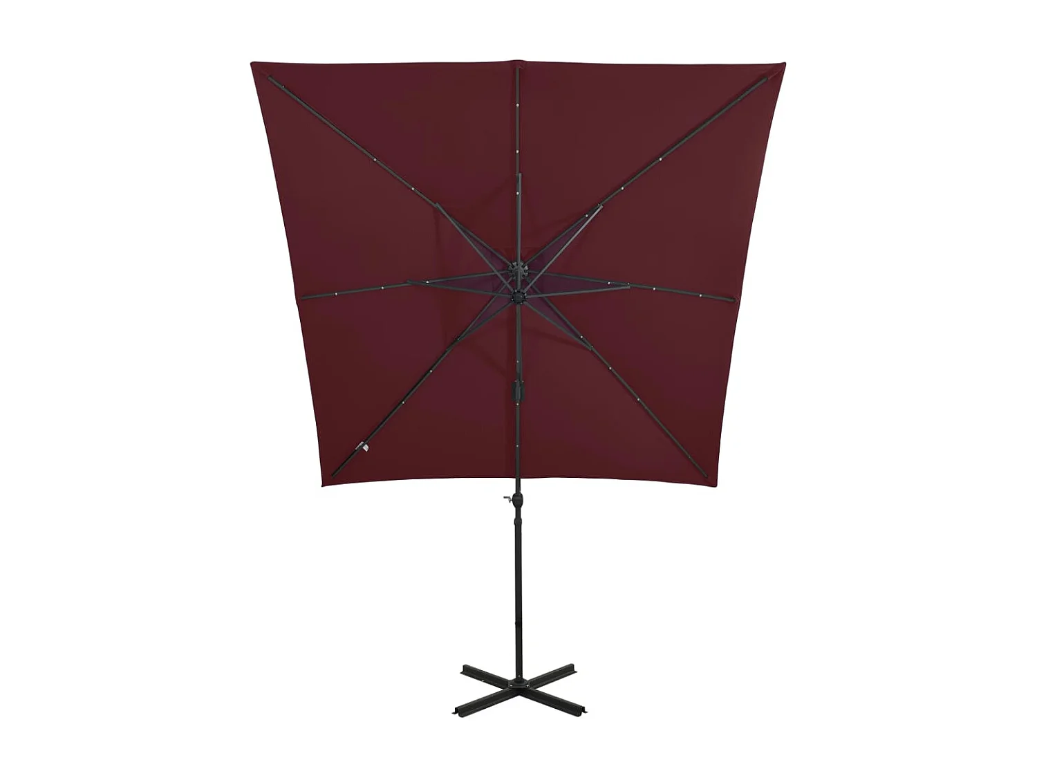 Remko  Parasol de jardin en porte-à-faux avec mât et lumières LED