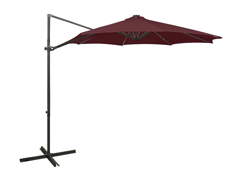 Ekin  Zweefparasol met paal en LED-verlichting 300 cm bordeauxrood