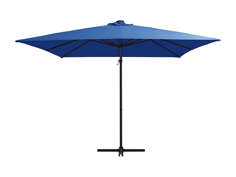 Xyral  Zweefparasol met LED en stalen paal 250x250 cm azuurblauw