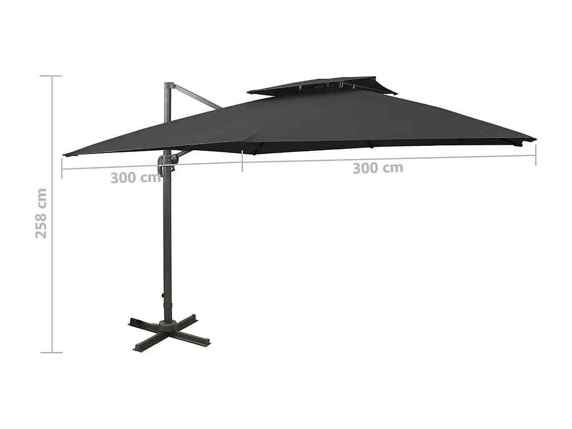 Zuienkerke  Zweefparasol met dubbel dak 300x300 cm zwart
