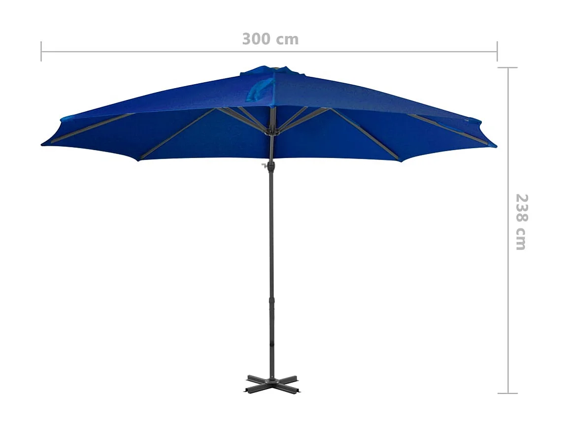 Liège  Parasol de jardin en porte-à-faux mât en aluminium bleu azuré