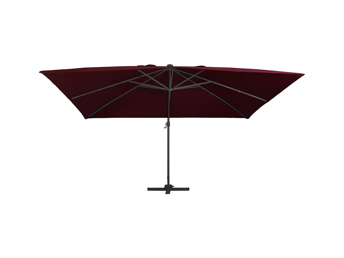 Ersan  Parasol de jardin en porte-à-faux lumières LED rouge bordeaux