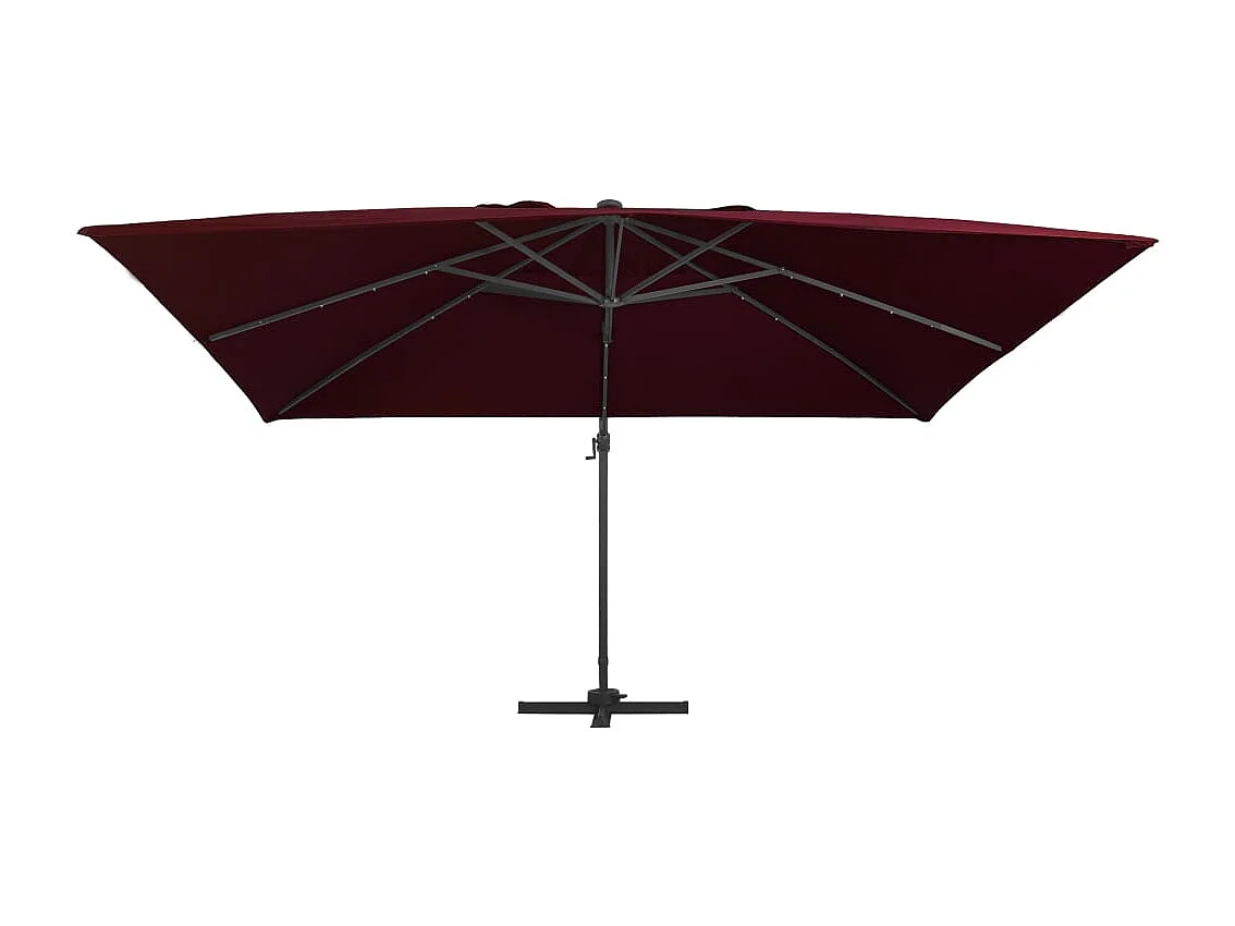 Ersan  Parasol de jardin en porte-à-faux lumières LED rouge bordeaux