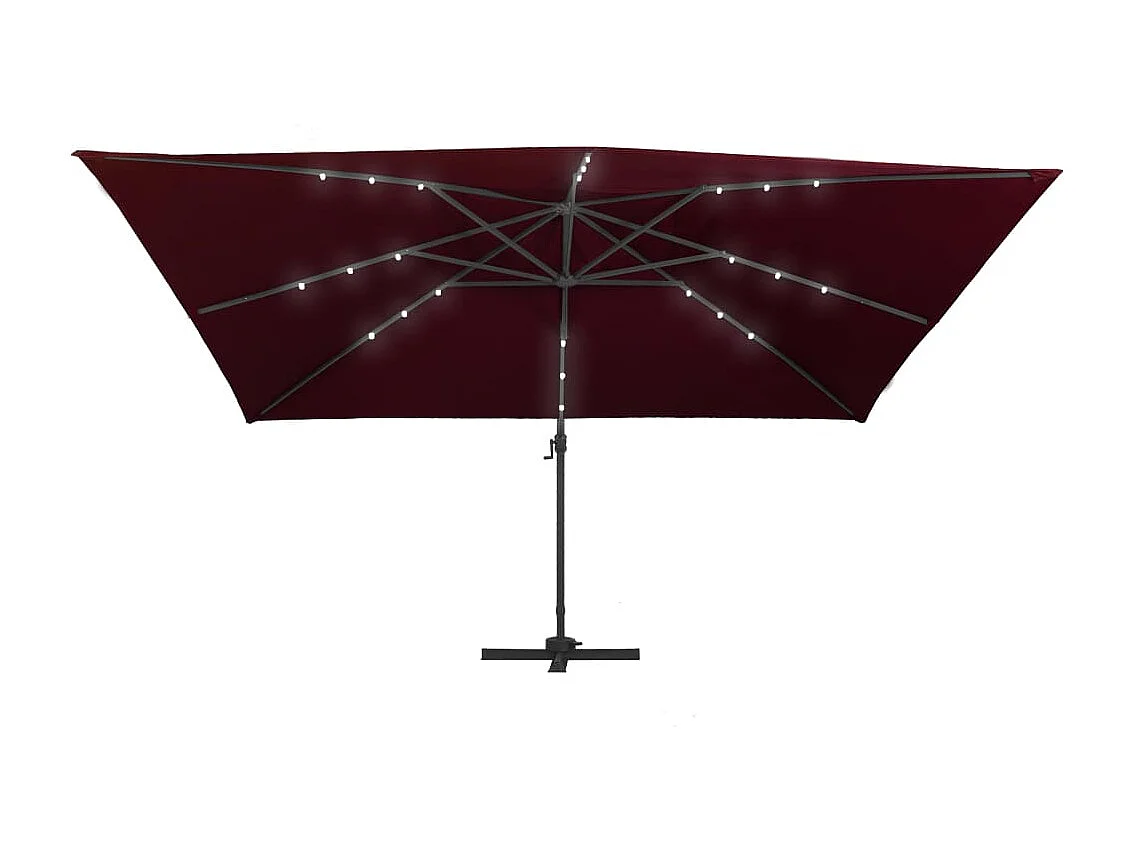 Ersan  Parasol de jardin en porte-à-faux lumières LED rouge bordeaux