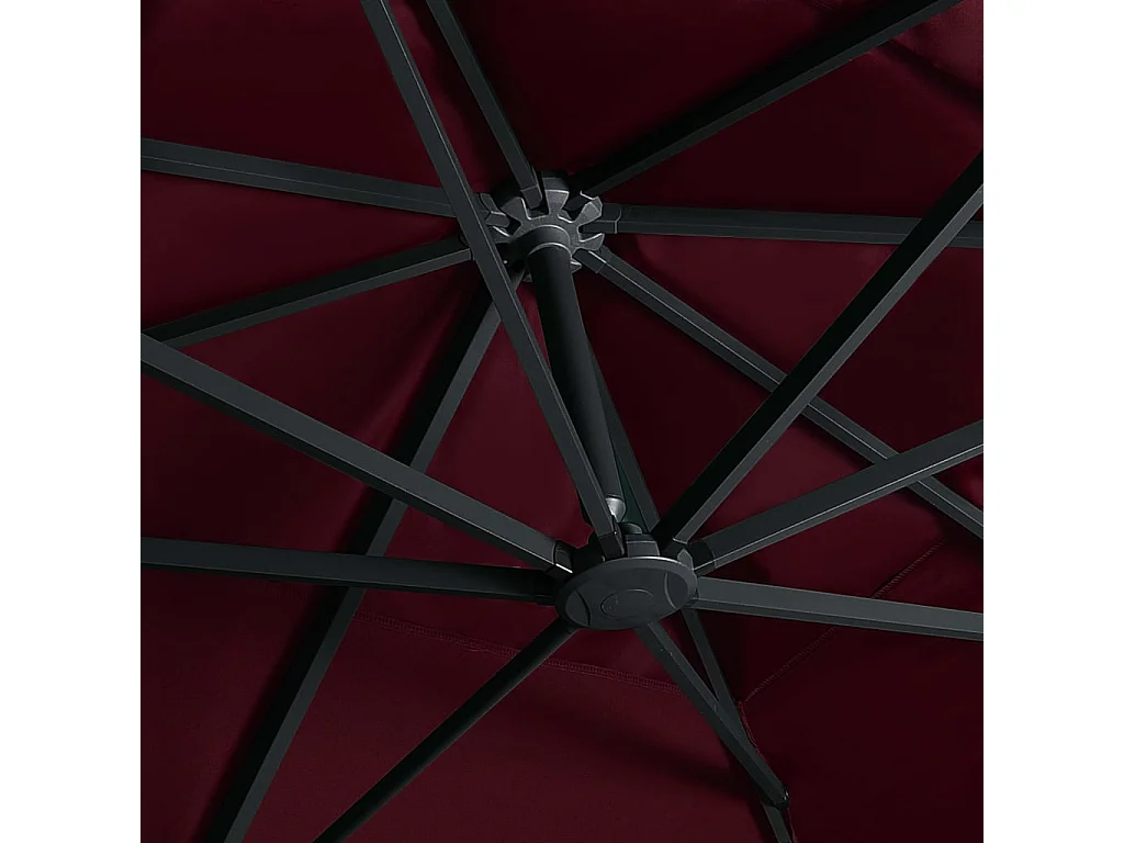 Ersan  Parasol de jardin en porte-à-faux lumières LED rouge bordeaux