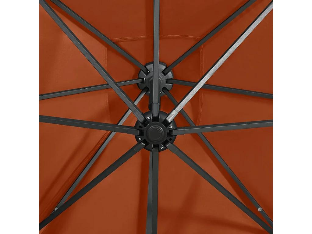 Remko  Zweefparasol met paal en LED-verlichting 250 cm terracottakleur