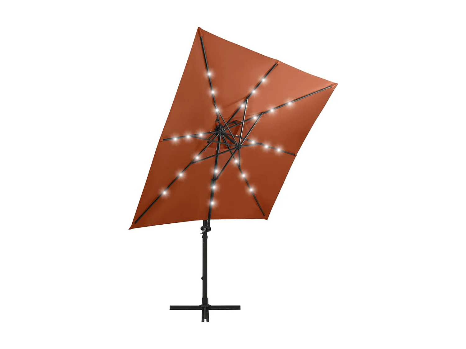 Remko  Zweefparasol met paal en LED-verlichting 250 cm terracottakleur
