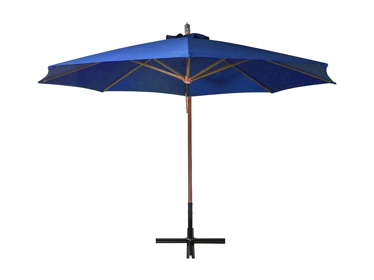Gryndis  Parasol de jardin suspendu avec mât bleu azuré bois de sapin
