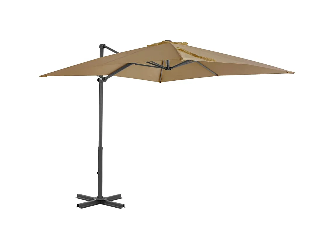 Liège  Parasol de jardin en porte-à-faux et poteau en aluminium taupe