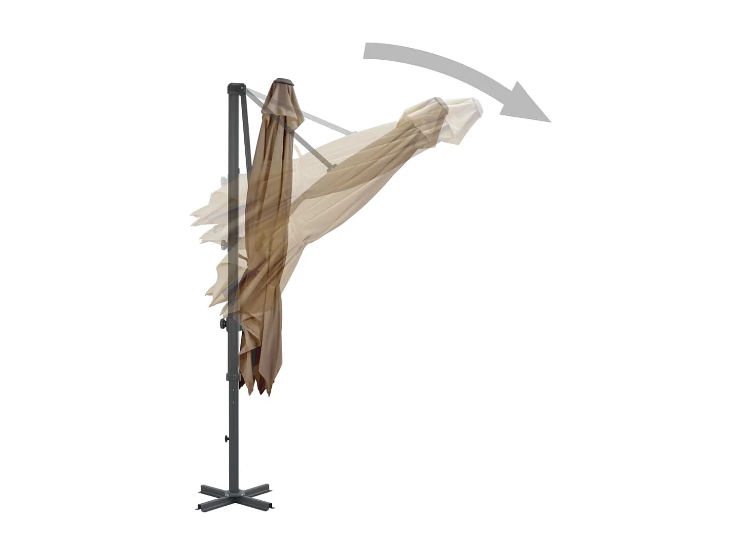 Liège  Parasol de jardin en porte-à-faux et poteau en aluminium taupe