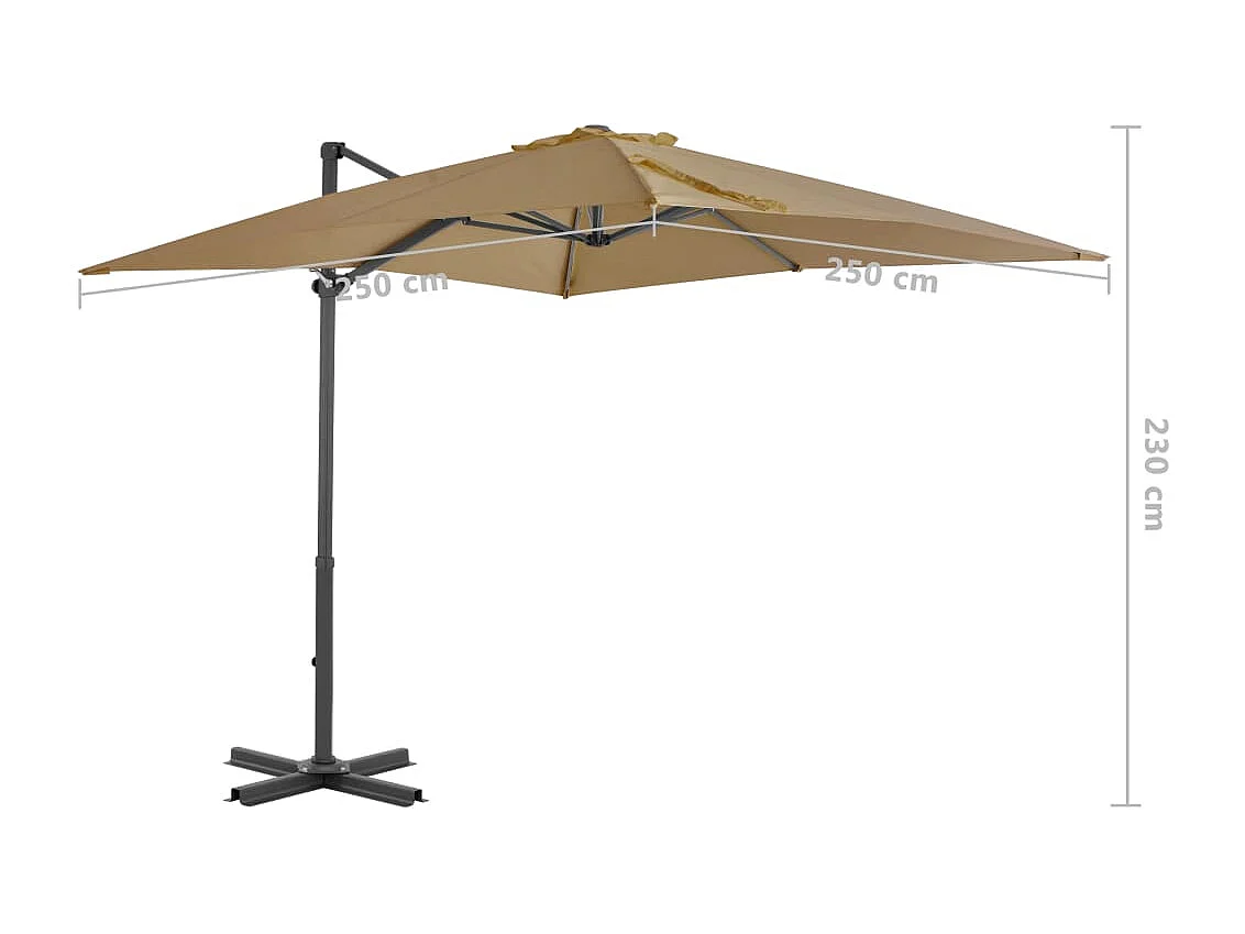 Liège  Parasol de jardin en porte-à-faux et poteau en aluminium taupe