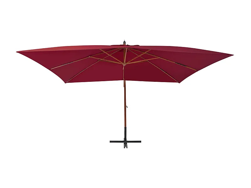 Yukon  Zweefparasol met houten paal 400x300 cm bordeauxrood